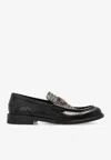 Versace Studded Logo Leather Loafers