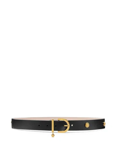 Versace Medusa '95 Studded Leather Belt In Black
