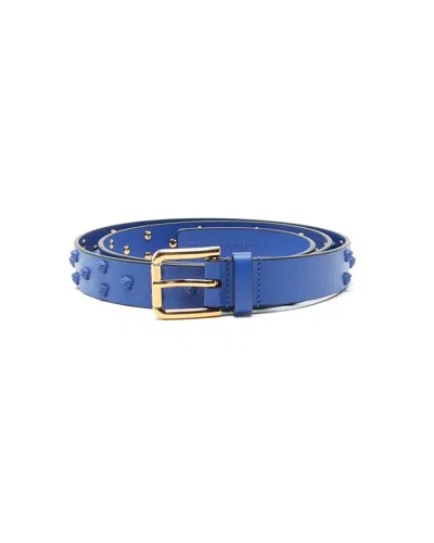 Pre-owned Versace Studded Medusa Belt, Size 100 In Blue