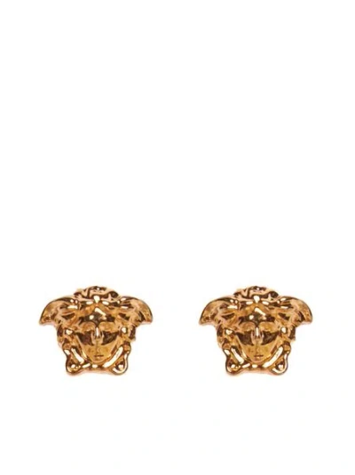 Versace Studded Medusa Earrings. In Black