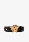 Versace La Medusa Leather Belt Man Belt Black Size 39.5 Calfskin In Black