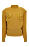 Versace Studded Regenerated-wool Sweater In Yellow