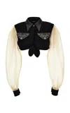 Versace Studded Silk-cady Top In Black