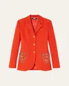 Versace Studded Single-breasted Wool Crepe Jacket In Orange