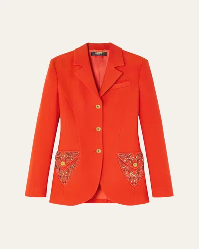 VERSACE STUDDED SINGLE-BREASTED WOOL CREPE JACKET