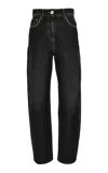 Versace Studded Stone-washed High-rise Straight-leg Jeans In Black