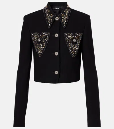 VERSACE STUDDED WOOL-BLEND JACKET