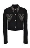 Versace Studded Wool-crepe Jacket In Black