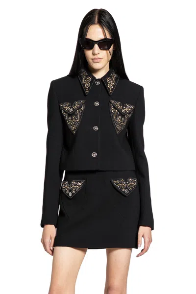VERSACE STUDDED WOOL CROP JACKET