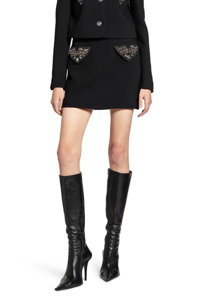 VERSACE STUDDED WOOL MINI SKIRT