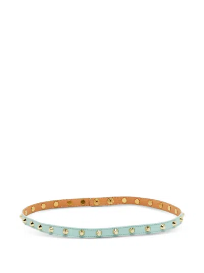 Pre-owned Versace Stud-embellishment Leather Belt In Blue