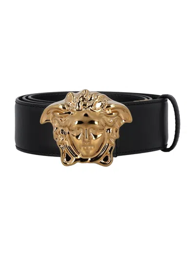 Versace Stylish Black And Gold Leather Belt For Men