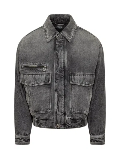 Versace Stylish Blouse In Medium Size In Gray