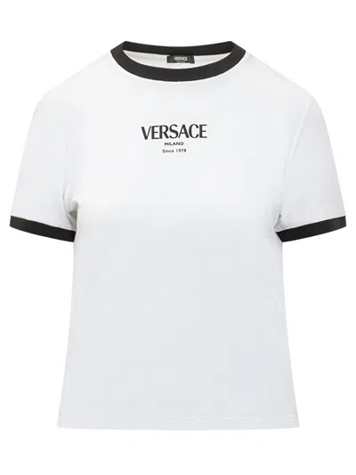 Versace Stylish T-shirt With Creative Detailing In White
