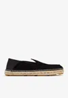 Versace Man Espadrilles Black Size 9 Calfskin In Black