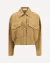 Versace Beige Suede Pointed Collar Elasticated Hem Jacket In Beige