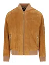 Versace Ribbed Cuffs Sleeve Zip Pocket Jacket In Brown