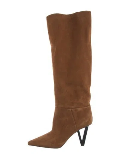 Pre-owned Versace Suede Boots In Brown