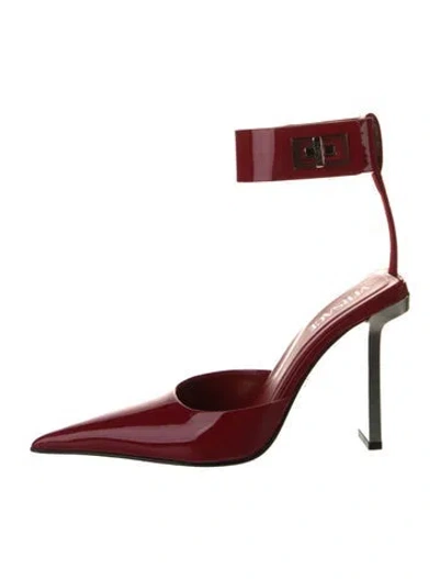 Pre-owned Versace Suede Colorblock Pattern D'orsay Pumps In Red