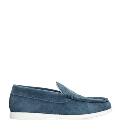 Versace Kids' Suede Driving Shoes In Blue