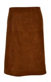 Versace Suede-effect Leather Knee-length Skirt In Brown