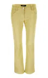 Versace Suede-effect Leather Straight-leg Pants In Yellow