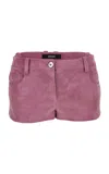 Versace Suede-effect Mini Shorts In Pink