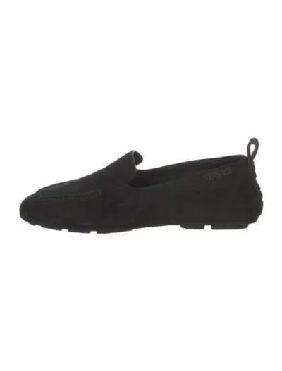 Pre-owned Versace Suede Loafers In Black