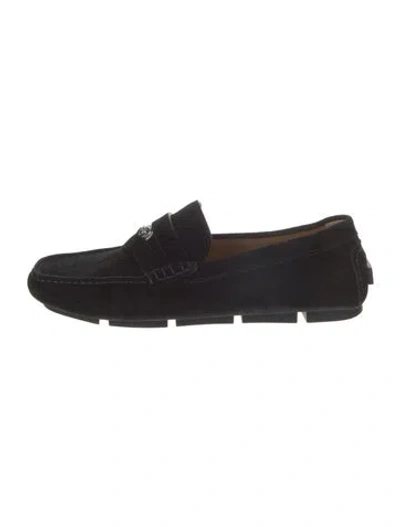 Pre-owned Versace Suede Loafers In Black