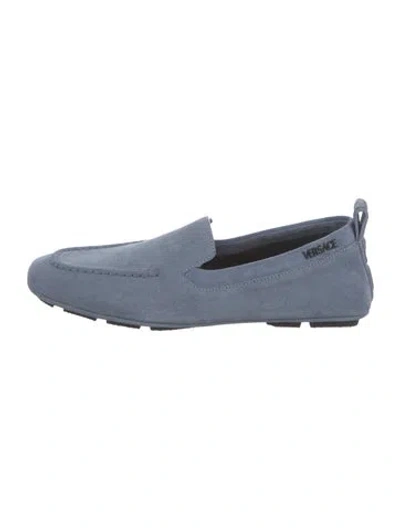 Pre-owned Versace Suede Loafers In Blue