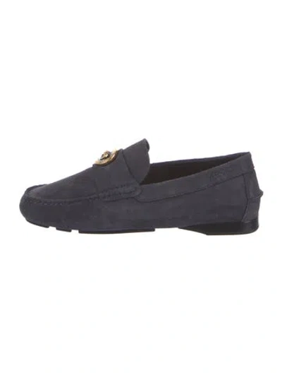 Pre-owned Versace Suede Loafers In Blue