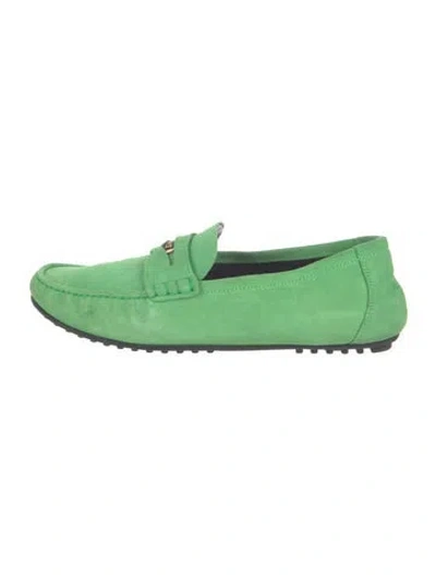 Pre-owned Versace Suede Loafers In Green