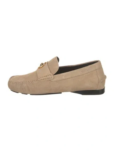 Pre-owned Versace Suede Loafers In Neutral
