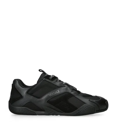 Versace Suede Low-top Sneakers In Black