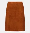 Versace Suede Midi Skirt In Brown