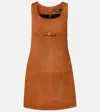 Versace Suede Minidress In Brown