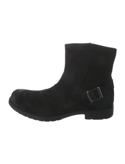 Pre-owned Versace Suede Moto Boots In Black