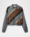 Versace Suede Patchwork Zip Jacket In Multi