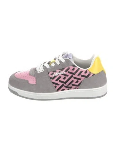 Pre-owned Versace Suede Printed Sneakers In Multi