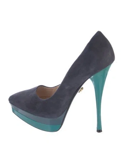 Pre-owned Versace Suede Pumps In Blue