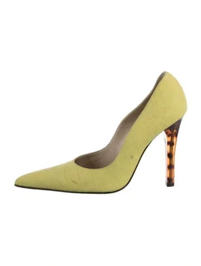 Pre-owned Versace Suede Pumps In Green