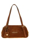Versace Shoulder Bag Suede Finish Double Handles In Brown