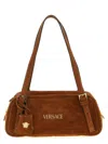 Versace Shoulder Bag Suede Finish Double Handles In Brown