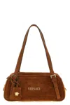 Versace Suede Shoulder Bag In Brown