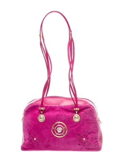 Pre-owned Versace Suede Shoulder Bag In Purple