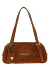 Versace Shoulder Bag Suede Finish Double Handles In Brown