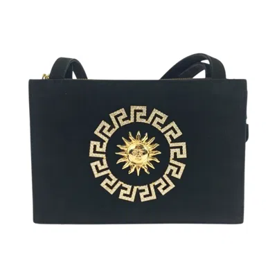 Pre-owned Versace Suede Shoulder Bag Tote Bag () In Black