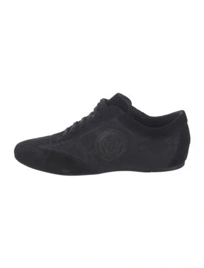 Pre-owned Versace Suede Sneakers In Black