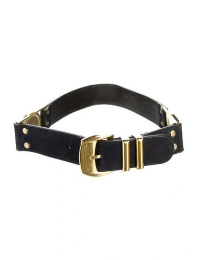 Pre-owned Versace Suede Waist Belt In Blue