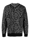 Versace Barocco Jacquard Wool Sweater In Black